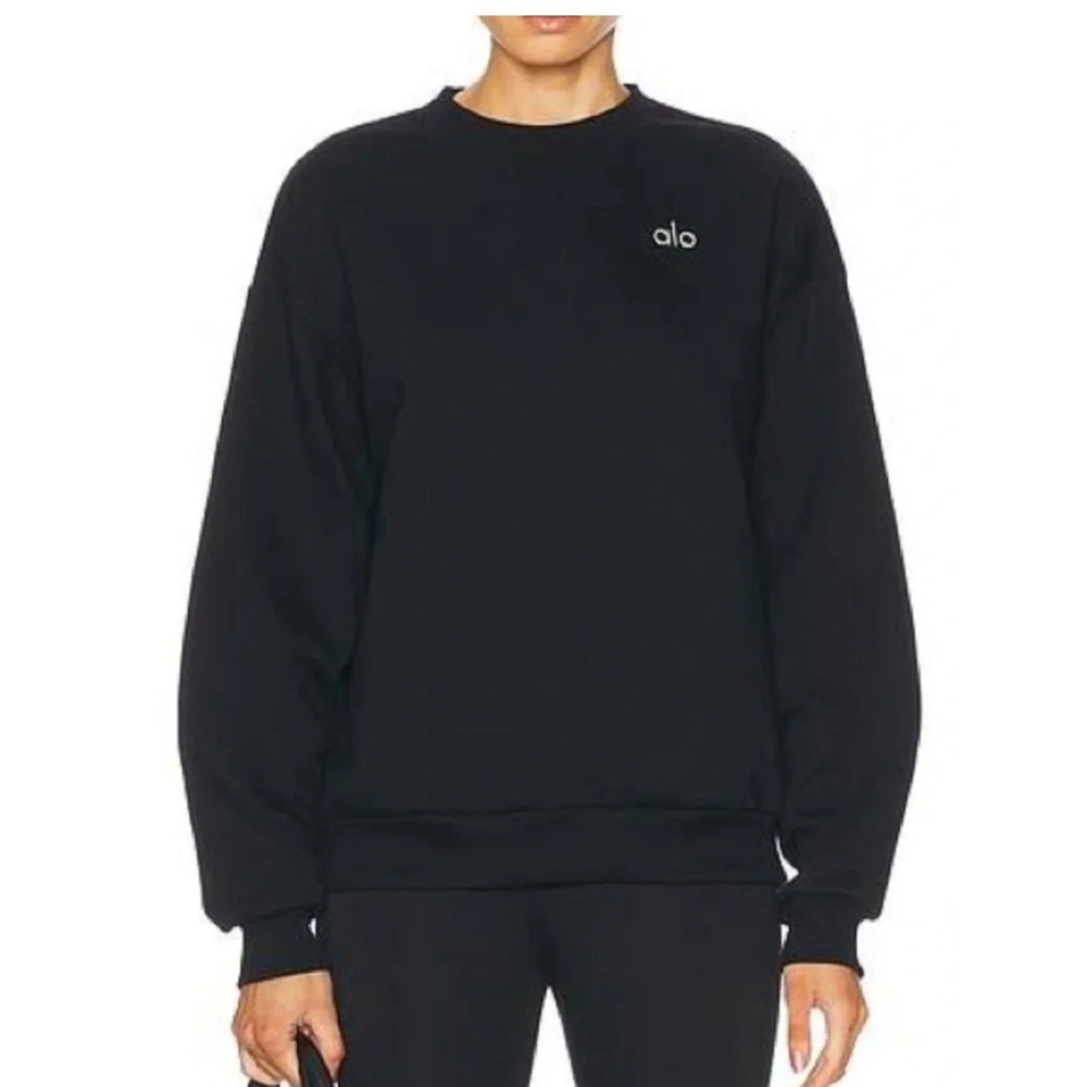 Alo Yoga Accolade Sweatshirt Women Small Black Cotton Blend Oversized Pullover